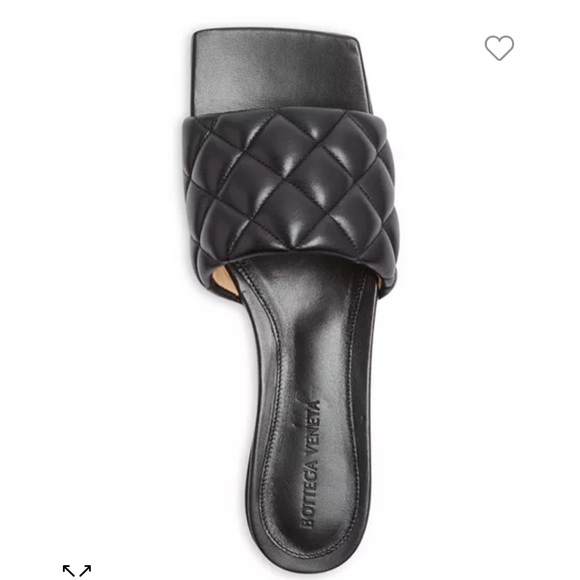 Bottega Veneta Black size 36 Women's Square Toe Quilted Slide Sandals